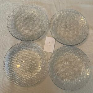 Set of 4 Glass Salad / Dessert Textured Plates - Lot 1